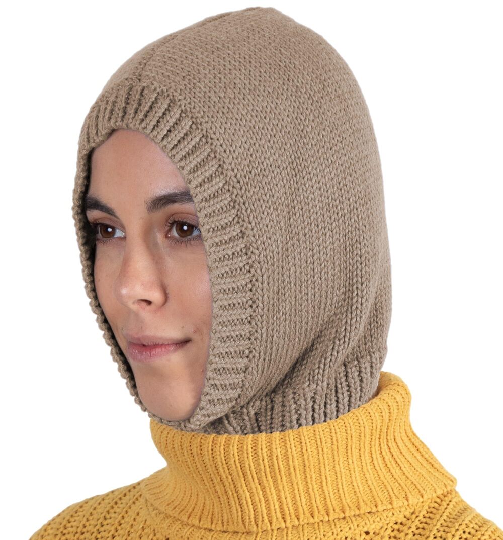 9659 Knitted Hooded Scarf - Knit Balaclava for Winter - Stylish Beanie